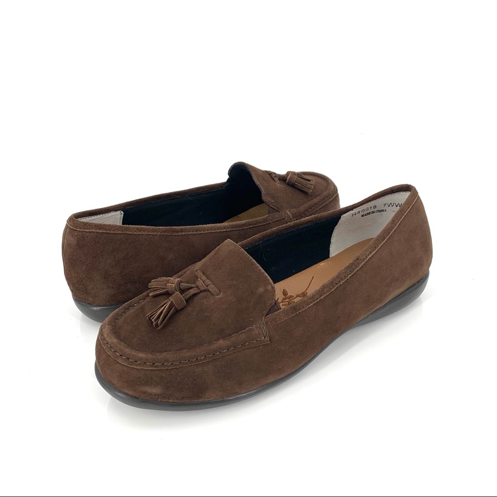 Ros Hommerson Loafers Slip On Brown Suede Tassel Moccasin Flats Loafers 7 Wide - Picture 3 of 13